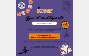 Stage vacances GYM - MULTIACTIVITES du 27/10/2025 au 31/10/2025
